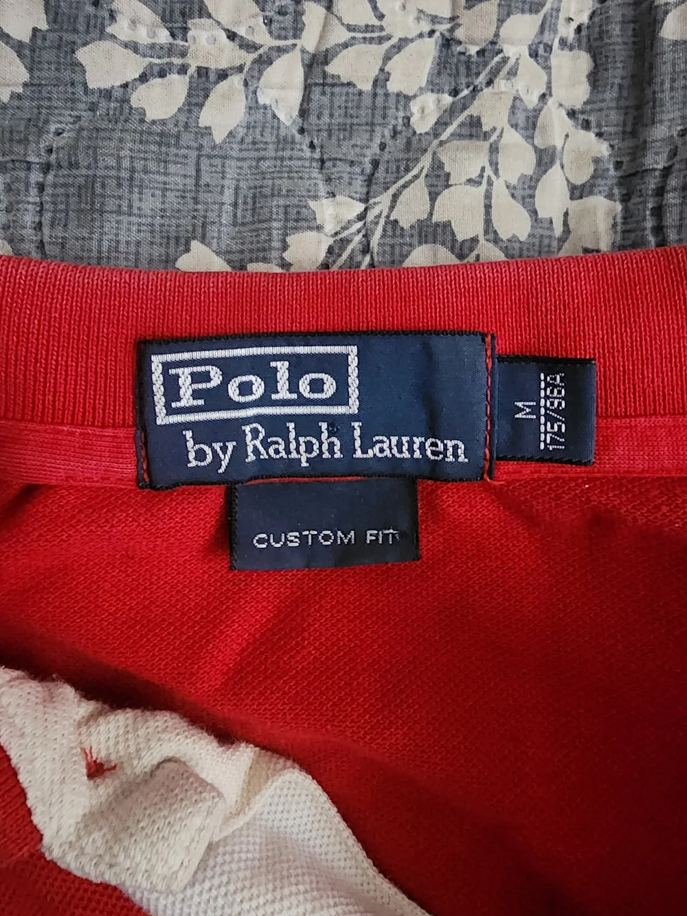 Ralph Lauren Red Polo with Blue and White Diagonal Stripes